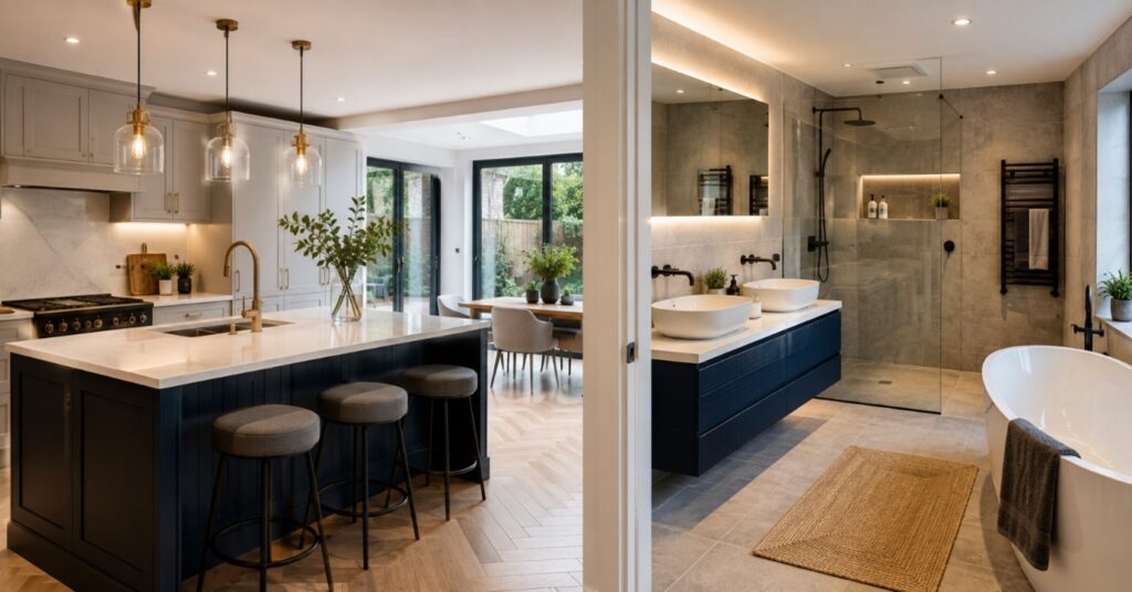 Modern kitchen and bathroom transformation